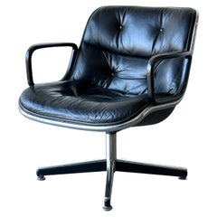 Midcentury Pollock Executive Chair / Knoll, Leather and Chrome