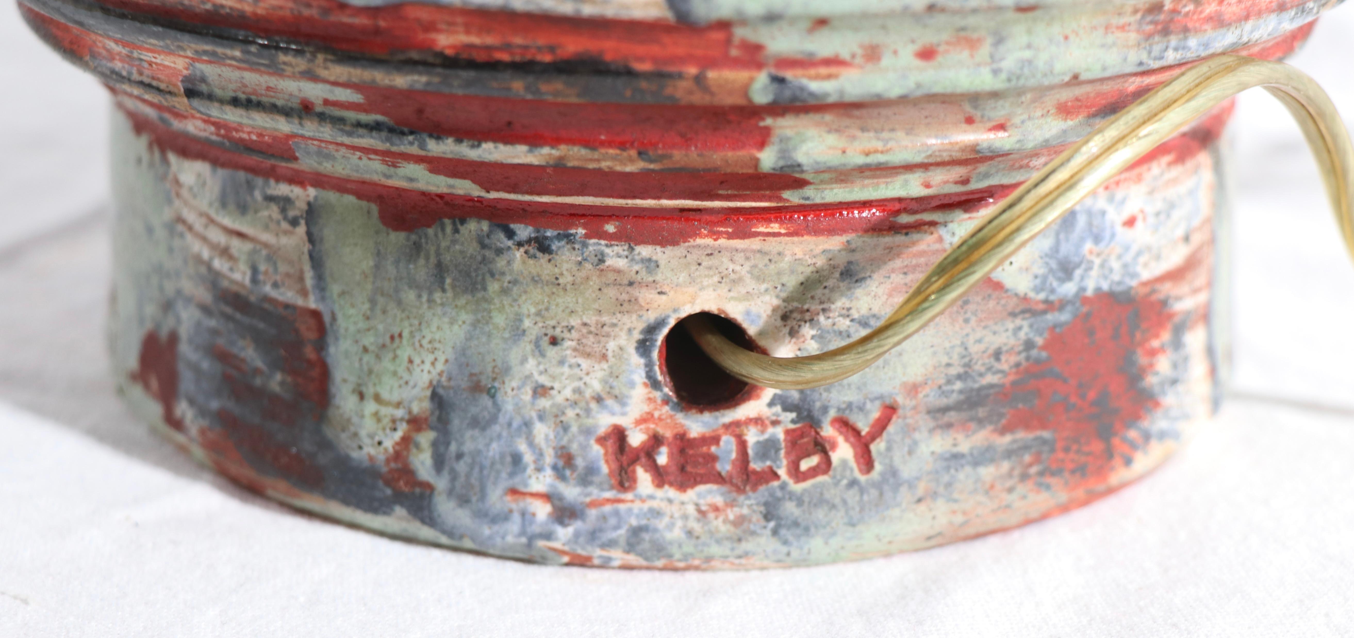 Polychrome Keramik-Tischlampe aus der Mitte des Jahrhunderts von Kelby im Zustand „Gut“ im Angebot in New York, NY