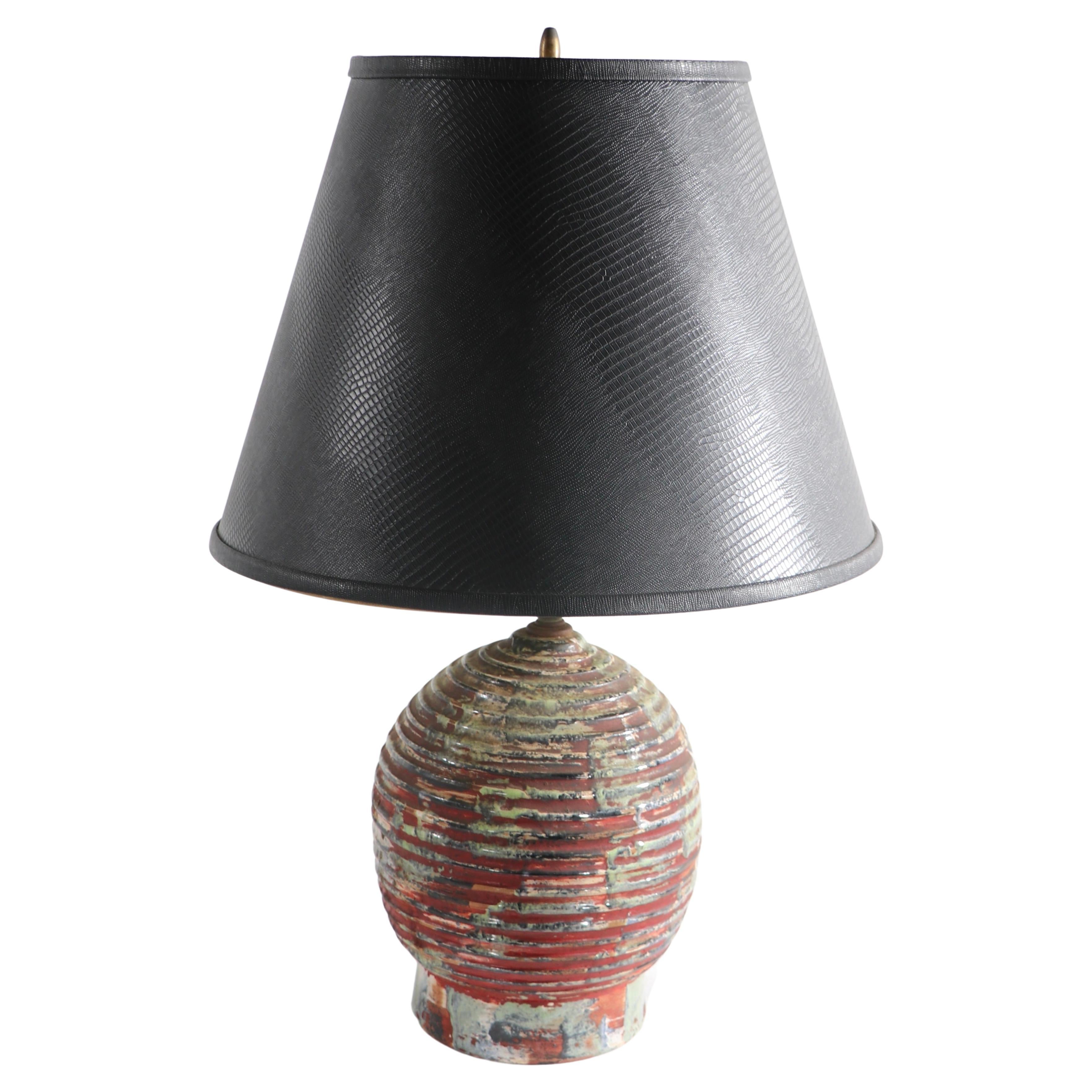 Mid Century Polychrome Ceramic Table Lamp by Kelby For Sale