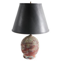 Lampada da tavolo in ceramica policroma di Kelby, metà del secolo scorso