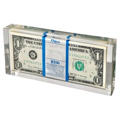 Mid Century Pop Art Lucite Sculpture Paperweight US One Dollar Bill Stack 1969 Mid Century Pop Art Lucite Sculpture Paperweight US One Dollar Bill Stack 1969