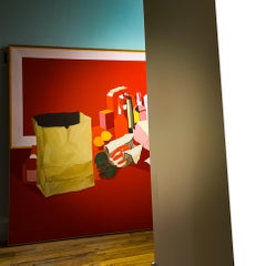 Midcentury Pop Art Oil Still-Life Painting Salvatore Grippi Red Salmon Banana