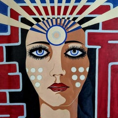 Pittura Pop Art di metà secolo, acrilico su carta, Italia anni '70