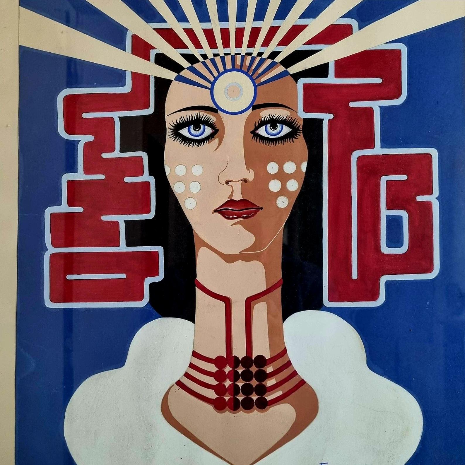 Mid Century Pop Art Gemälde, Acryl auf Papier, Italien 70er Jahre (Italienisch) im Angebot