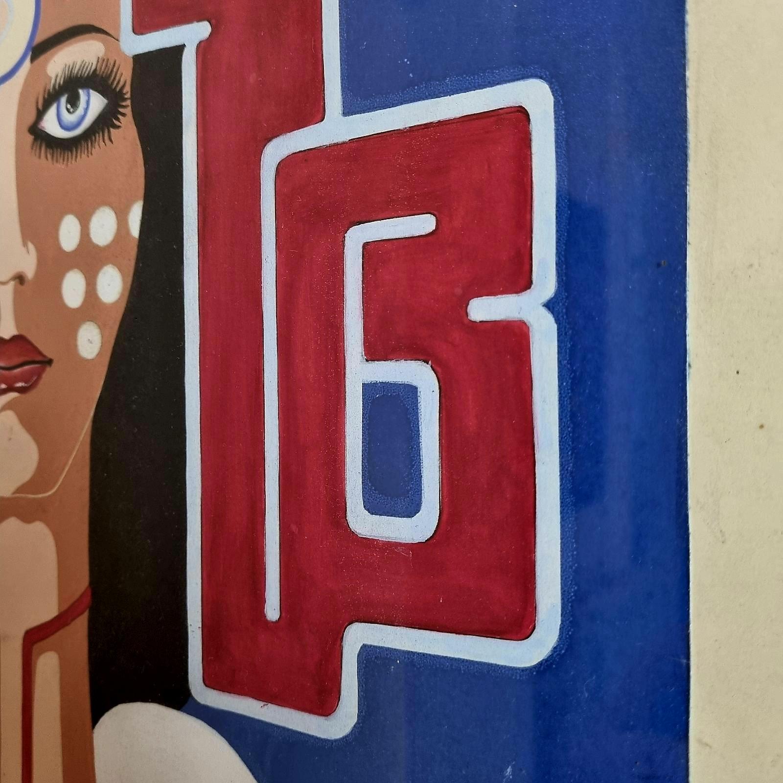 Mid Century Pop Art Gemälde, Acryl auf Papier, Italien 70er Jahre im Zustand „Gut“ im Angebot in Lucija, SI