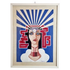 Mid Century Pop Art Painting, Acryl on Paper, Italy 70s