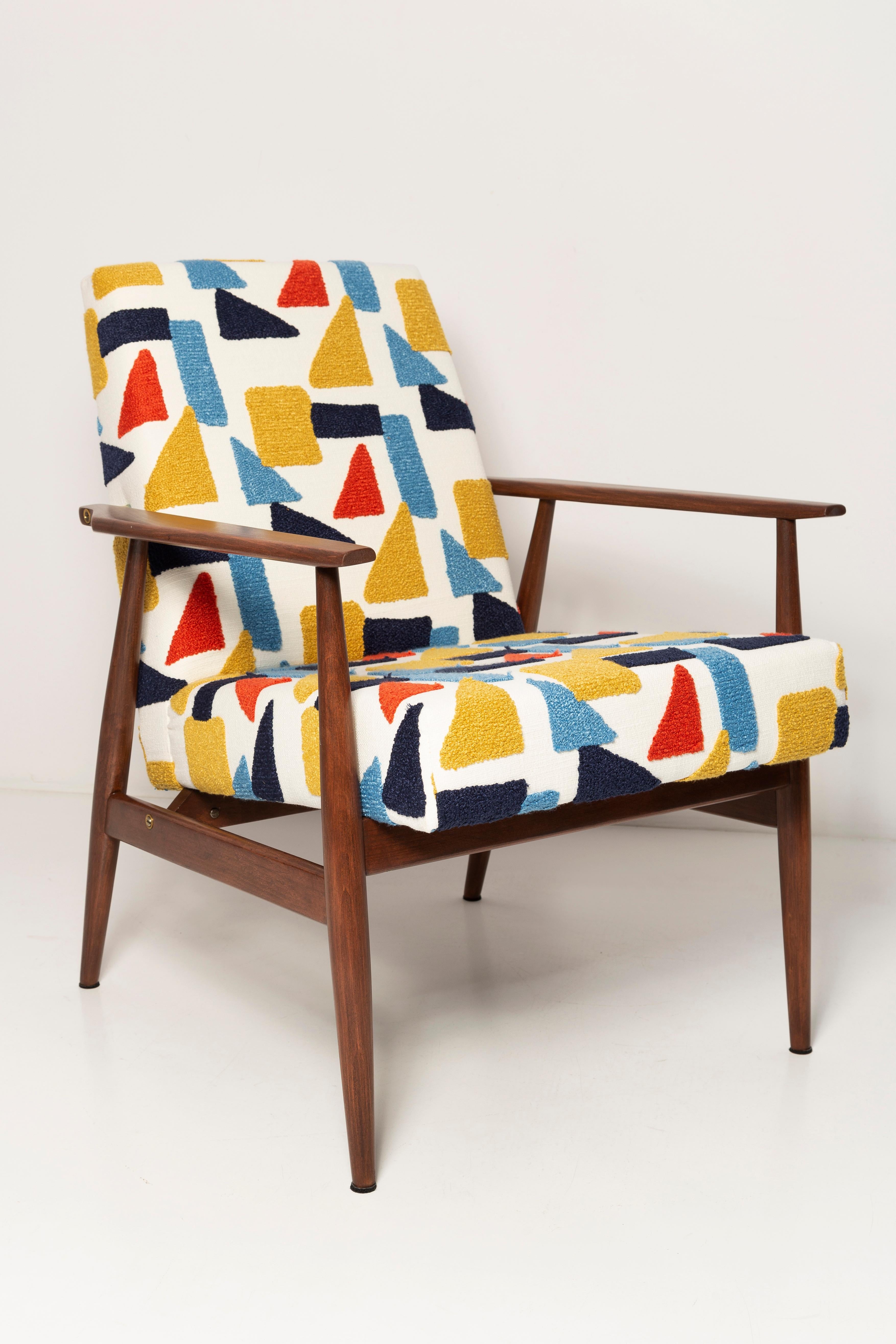 Mid-Century Modern Fauteuil Dante du milieu du siècle, Pop Art, Boucle blanche, H. Lis, , Pologne, années 1960 en vente