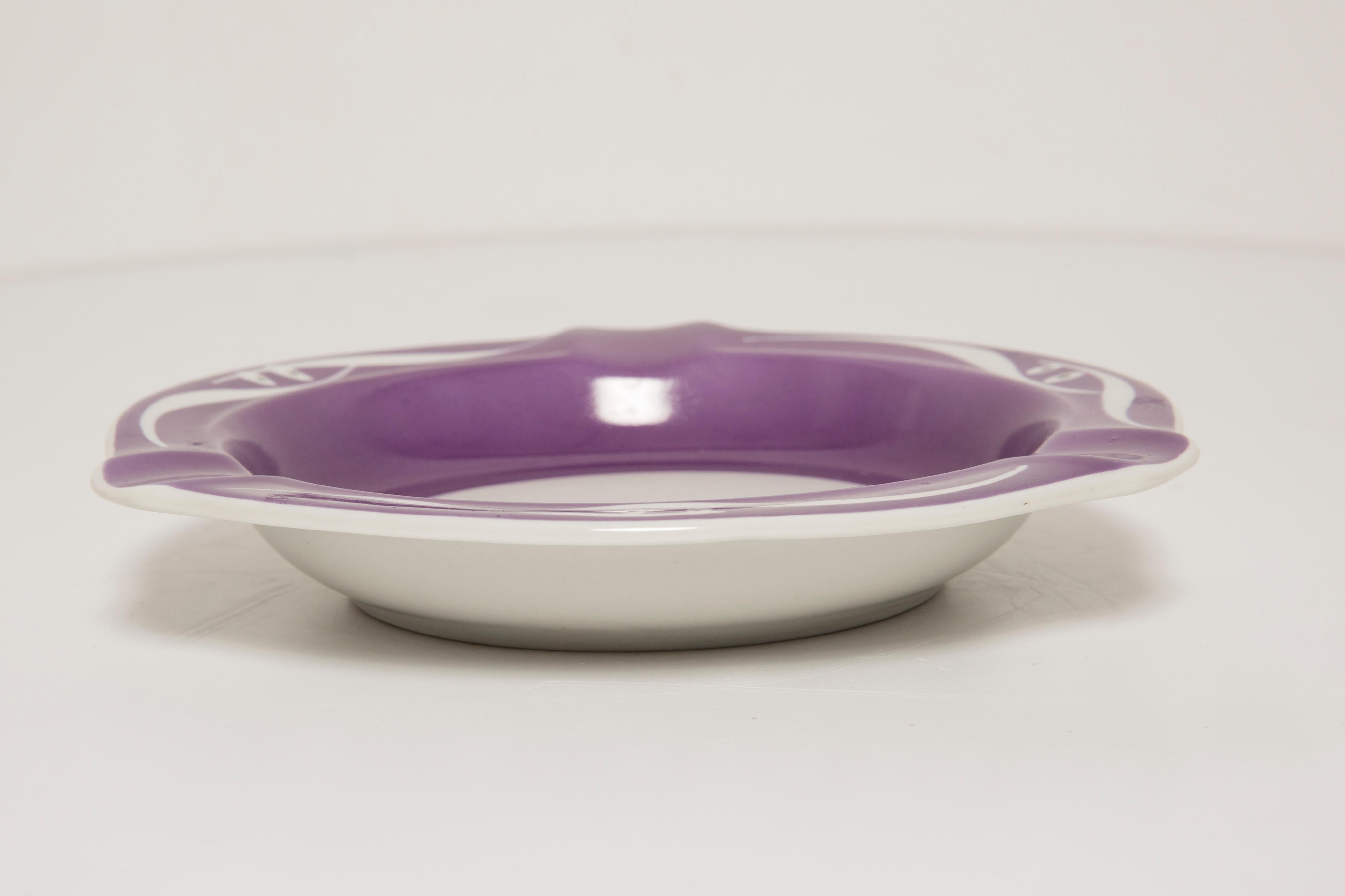 20th Century Mid Century Porcelain Ceramic Purple Violet Ashtray, Europe, 1970s For Sale