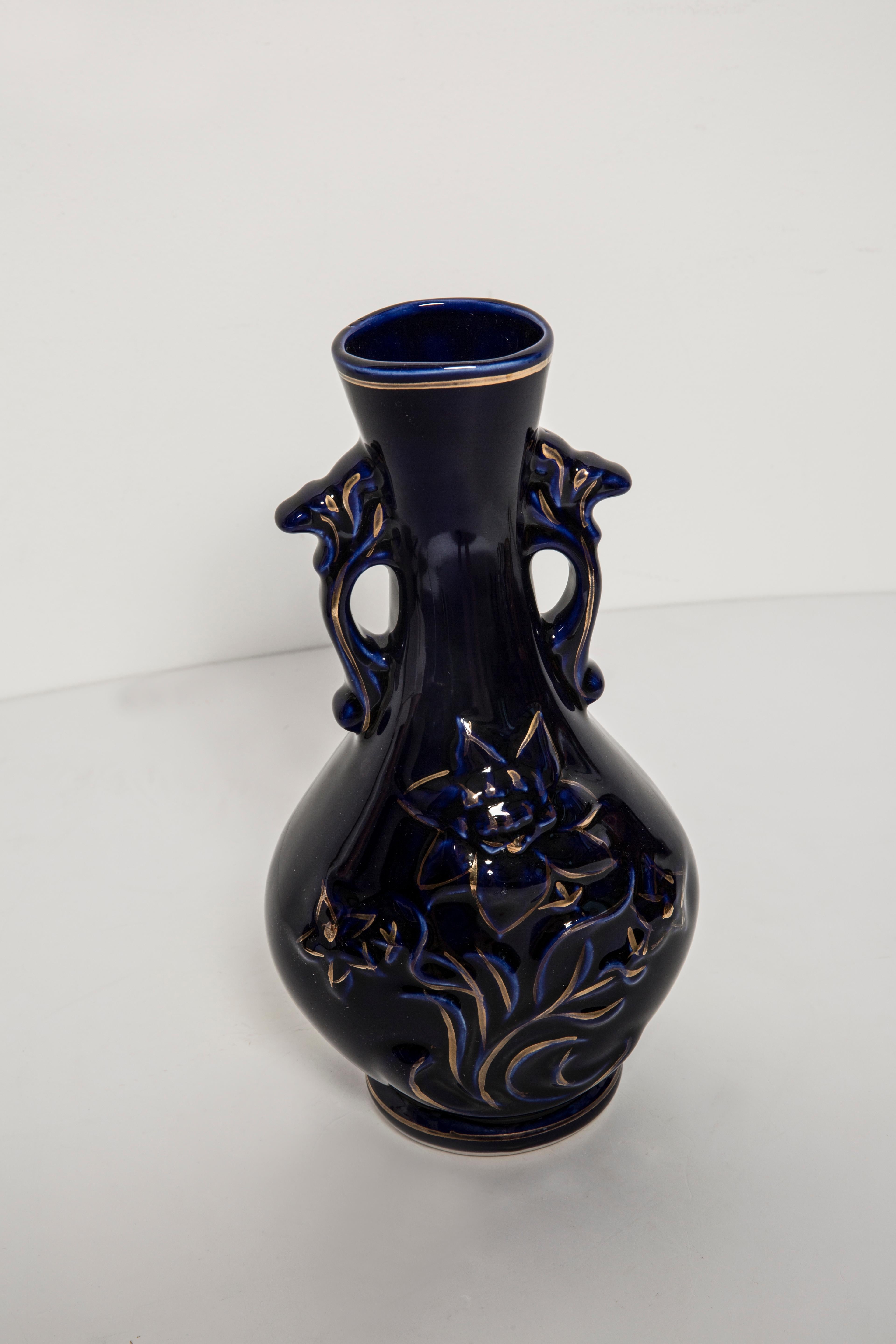 Mid Century Porcelain Ceramic Vase with Flowers, Hand Painted, Europe, 1960s 7