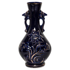 Mid Century Porzellanvase mit Blumen, handbemalt, Europa, 1960er Jahre