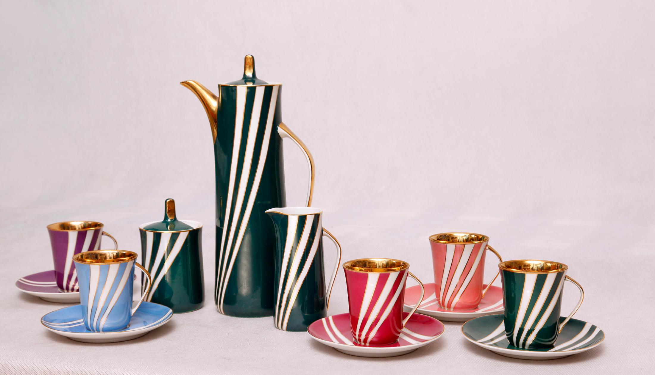 Mid Century Porcelain Coffee Set by Wincenty Potacki for Ćmielów, Poland, 1960s For Sale 3