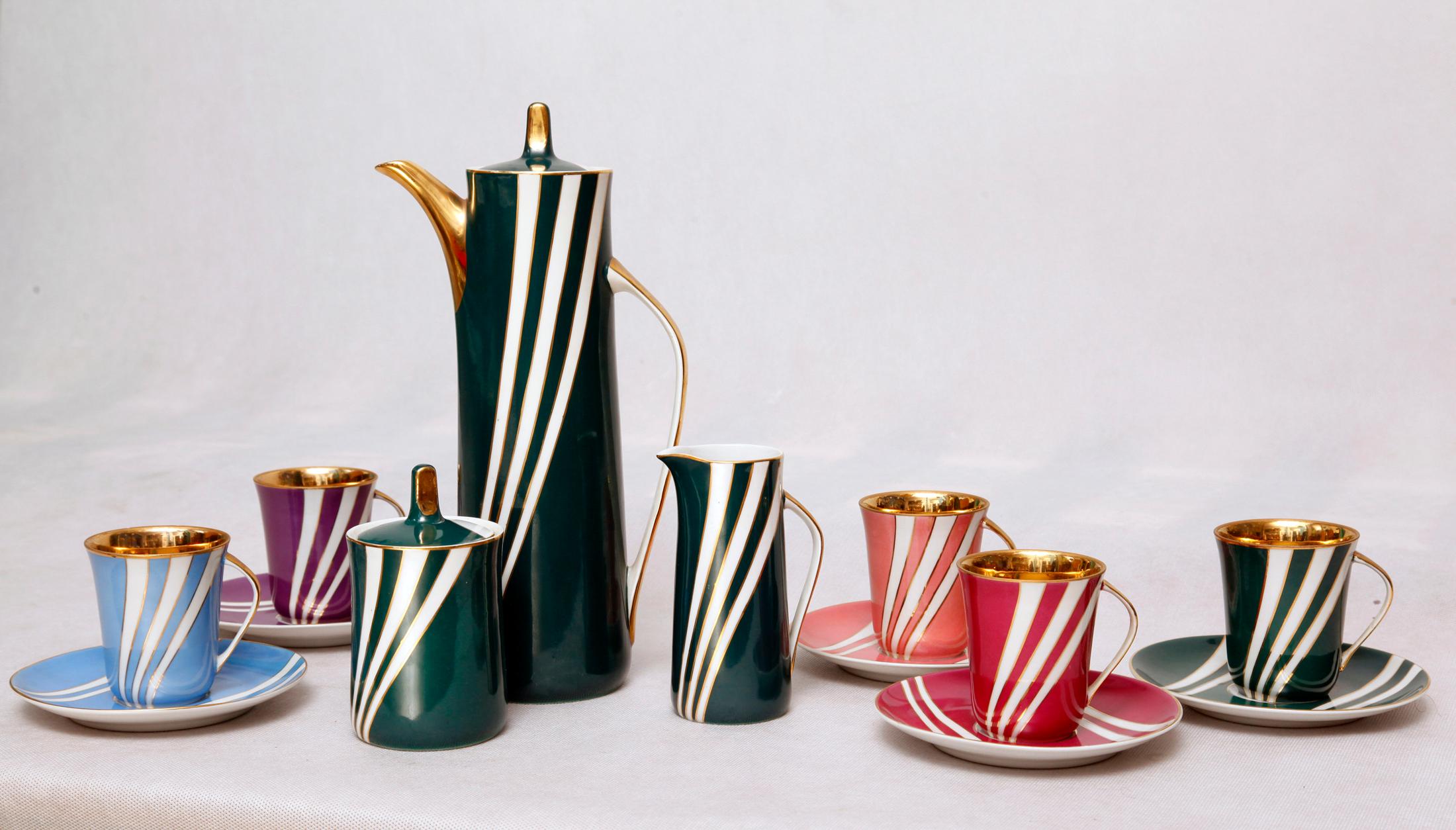 Mid Century Porcelain Coffee Set by Wincenty Potacki for Ćmielów, Poland, 1960s For Sale 6
