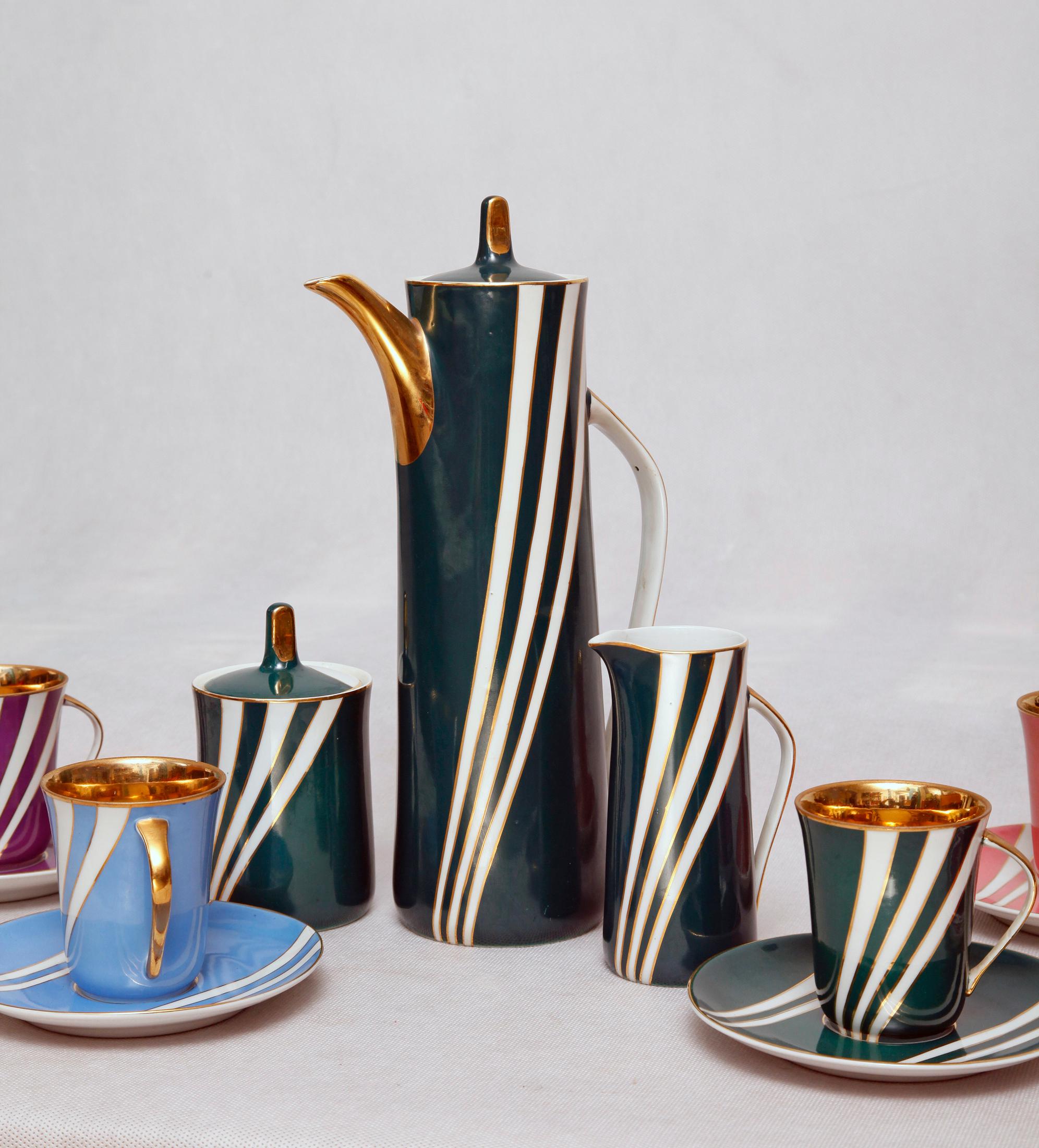 Mid Century Porcelain Coffee Set by Wincenty Potacki for Ćmielów, Poland, 1960s For Sale 1