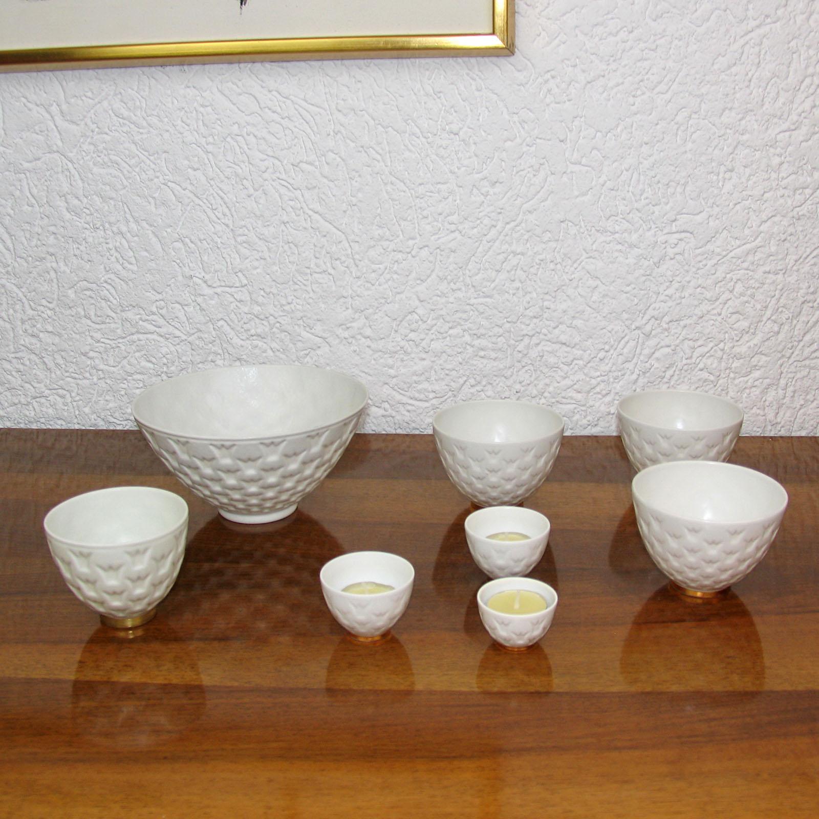 Midcentury Porcelain Crown Bowls or Candleholders by Gunnar Nylund, Rörstrand In Excellent Condition In Bochum, NRW