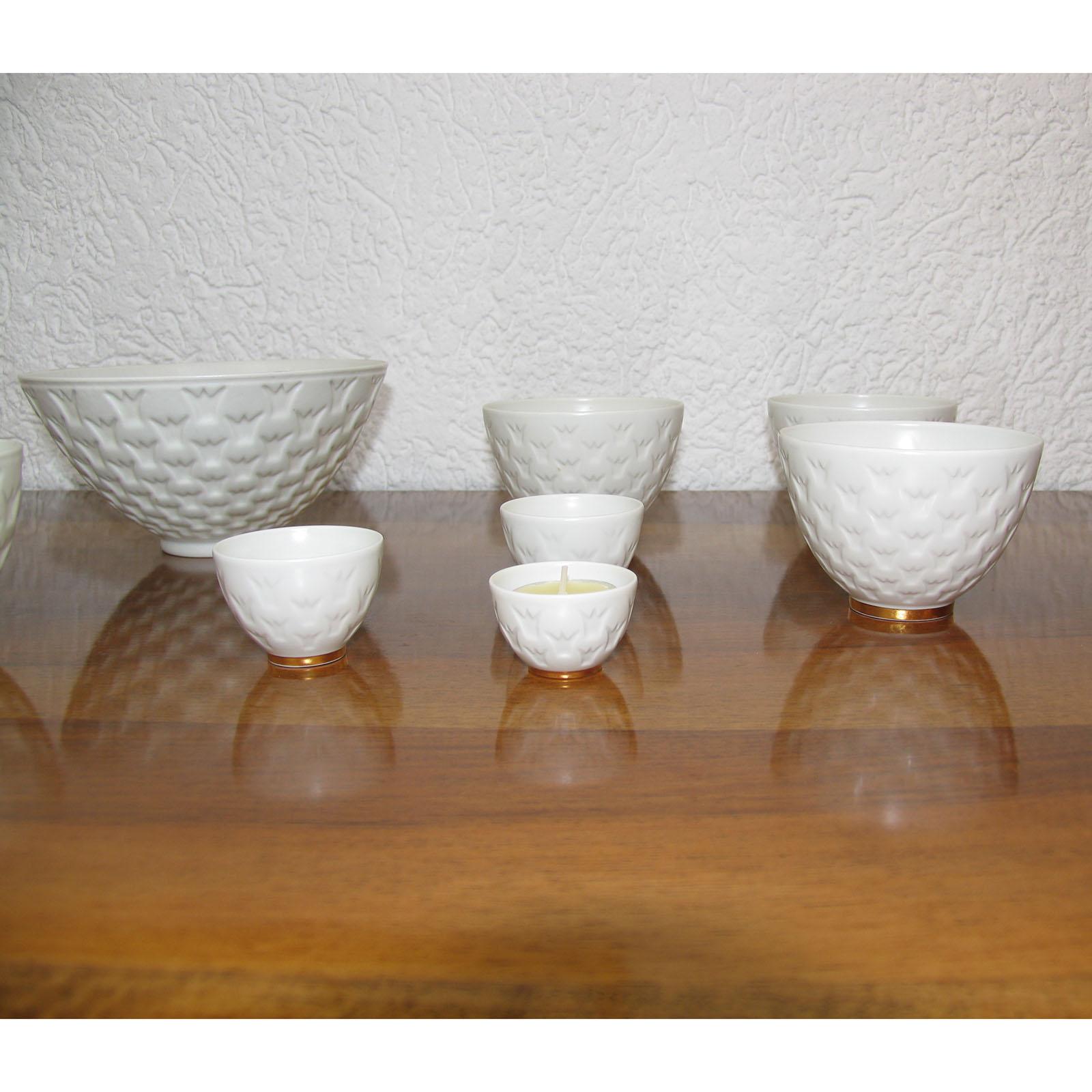 20th Century Midcentury Porcelain Crown Bowls or Candleholders by Gunnar Nylund, Rörstrand