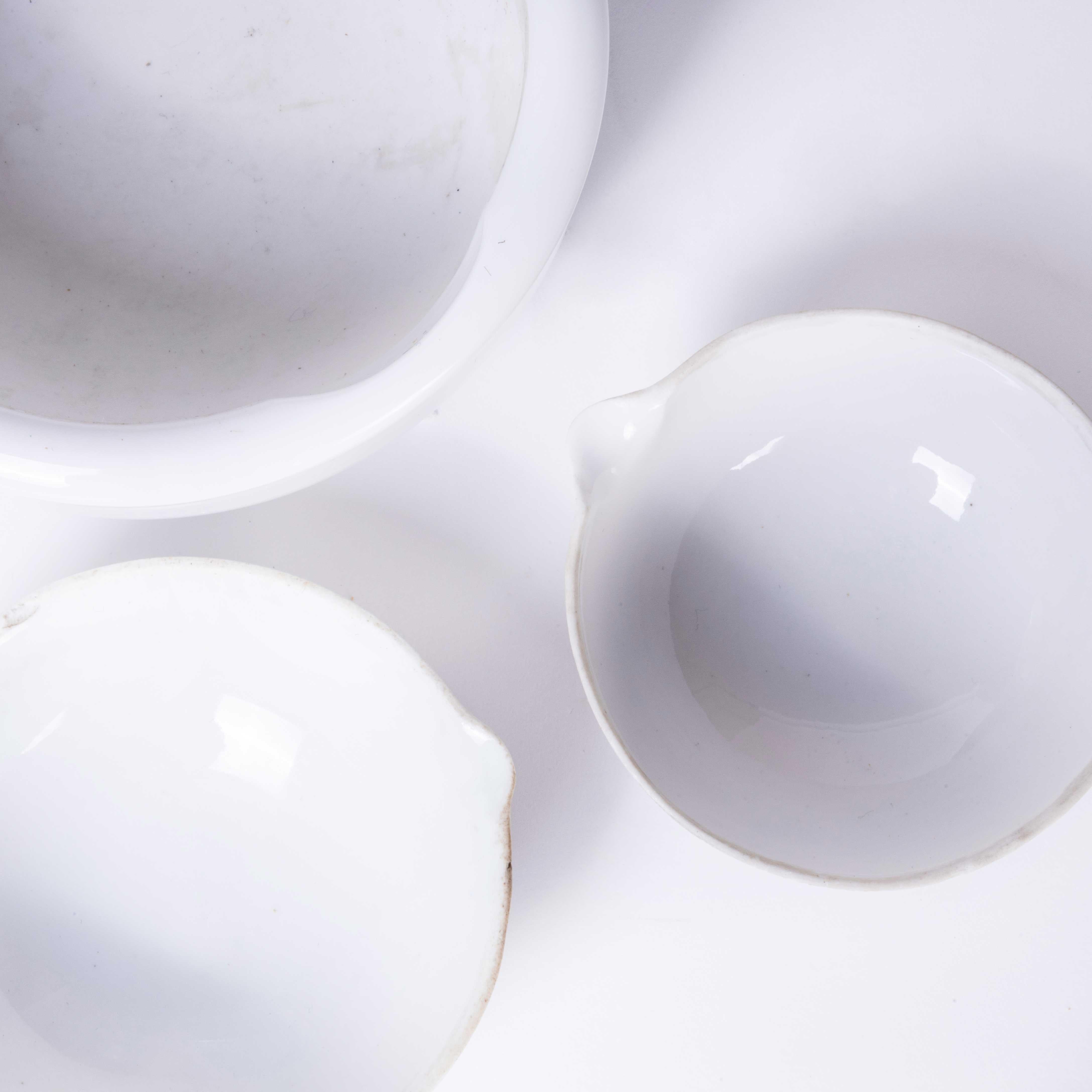 Czech Mid Century Porcelain Crucible Laboratory Bowls - Set Of Three For Sale