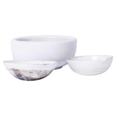 Mid Century Porcelain Crucible Laboratory Bowls - Set Of Three