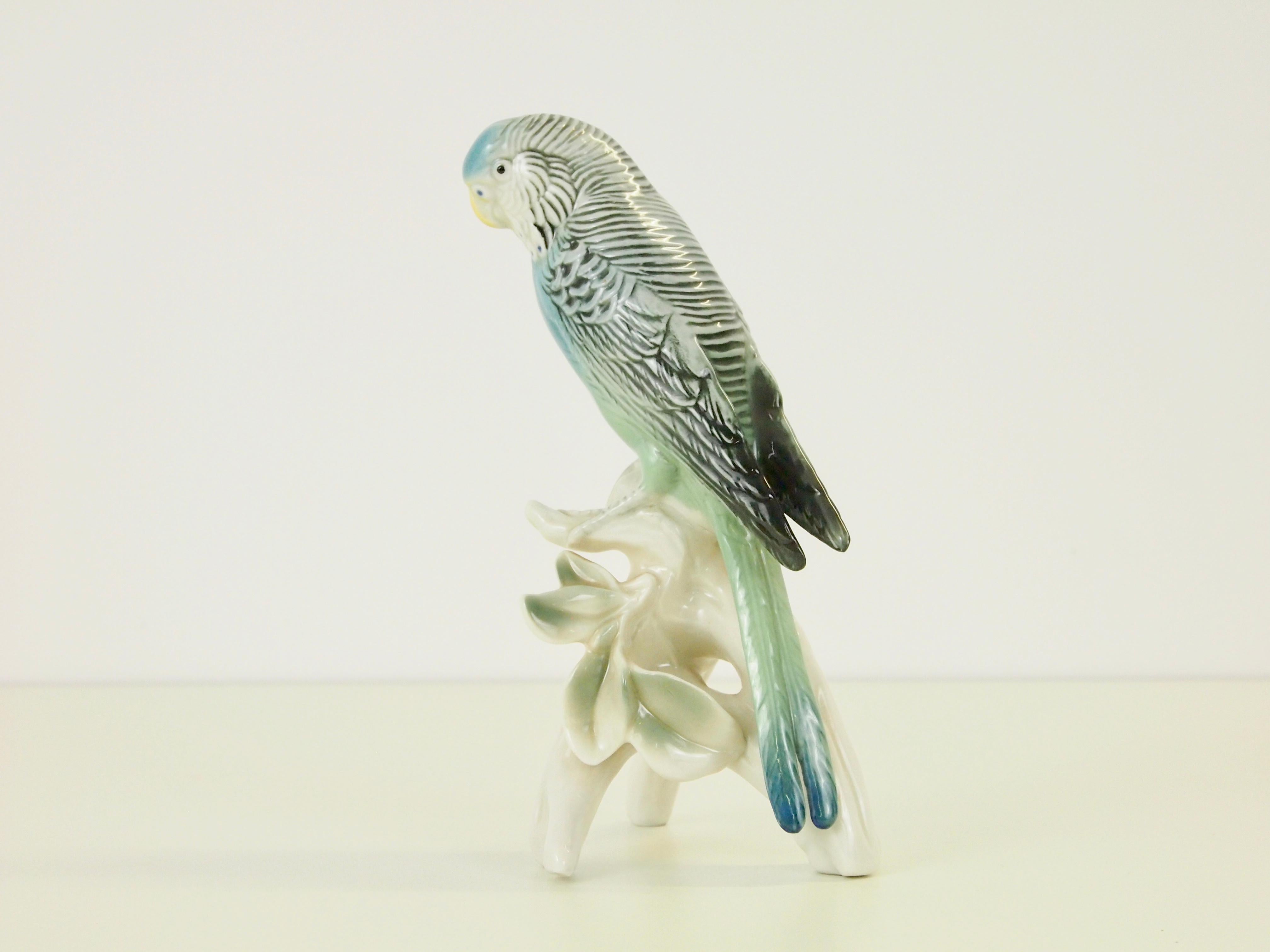 Mid-20th Century Midcentury Porcelain Figurine Depicting a Parrot by Porzellanfabrik Karl Ens For Sale