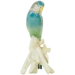 Vintage Midcentury Porcelain Figurine Depicting a Parrot by Porzellanfabrik Karl Ens