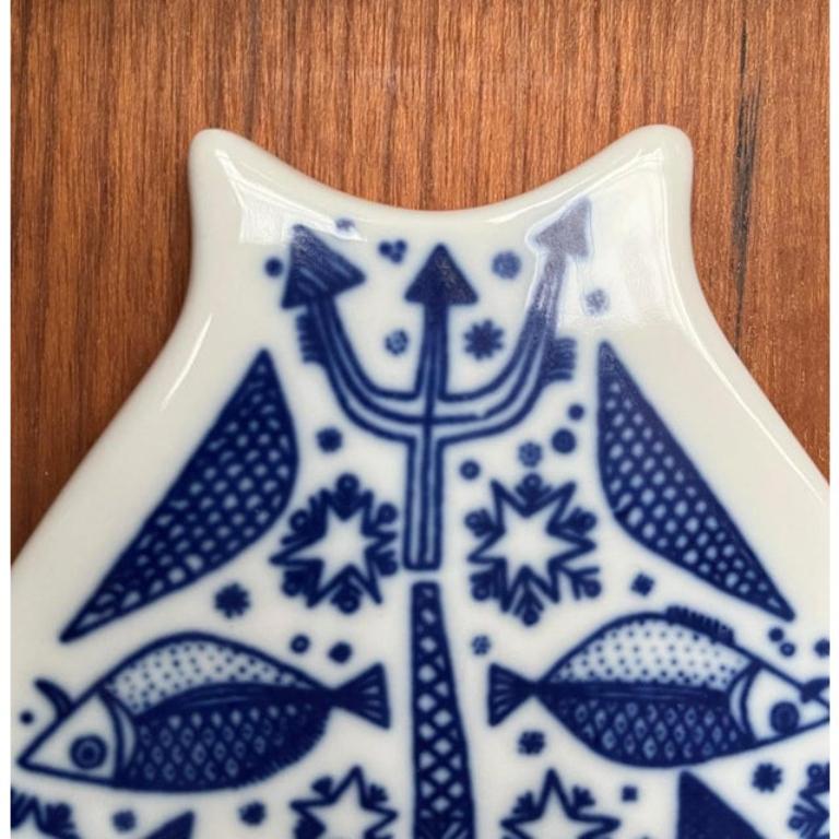 20ième siècle Assiette murale en porcelaine du milieu du siècle dernier de Porsgrund, Norvège, années 1960 en vente