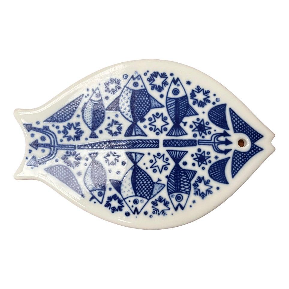 Mid-Century Porcelain Fish Wall Plate from Porsgrund, Norway, 1960s