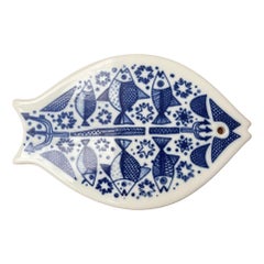 Porzellan-Fisch-Wandteller aus der Mitte des Jahrhunderts aus Porsgrund, Norwegen, 1960er Jahre