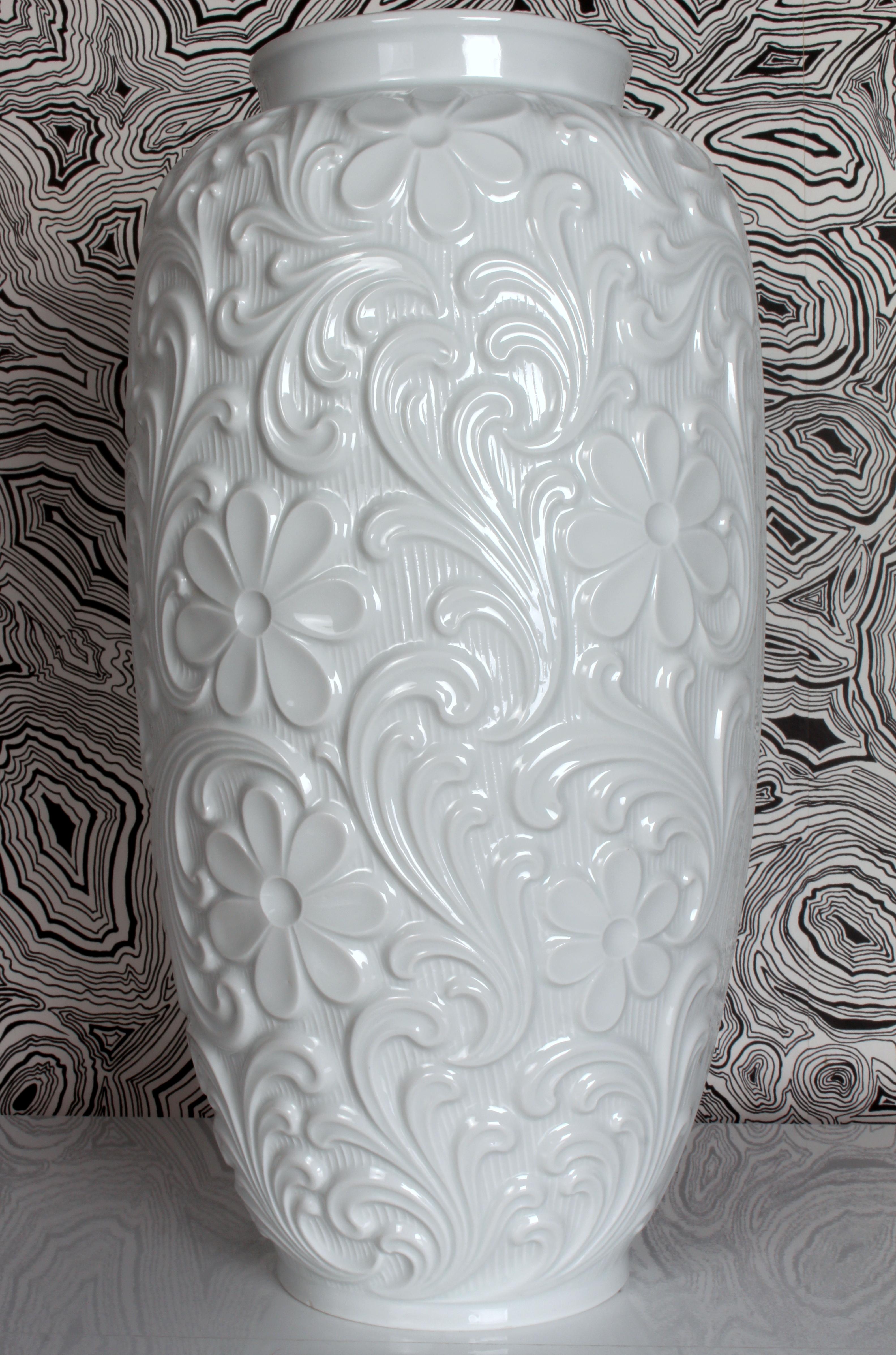 Midcentury Porcelain Floral / Paisley Floor Vase Retsch & Co Wunsiedel Bavaria 4