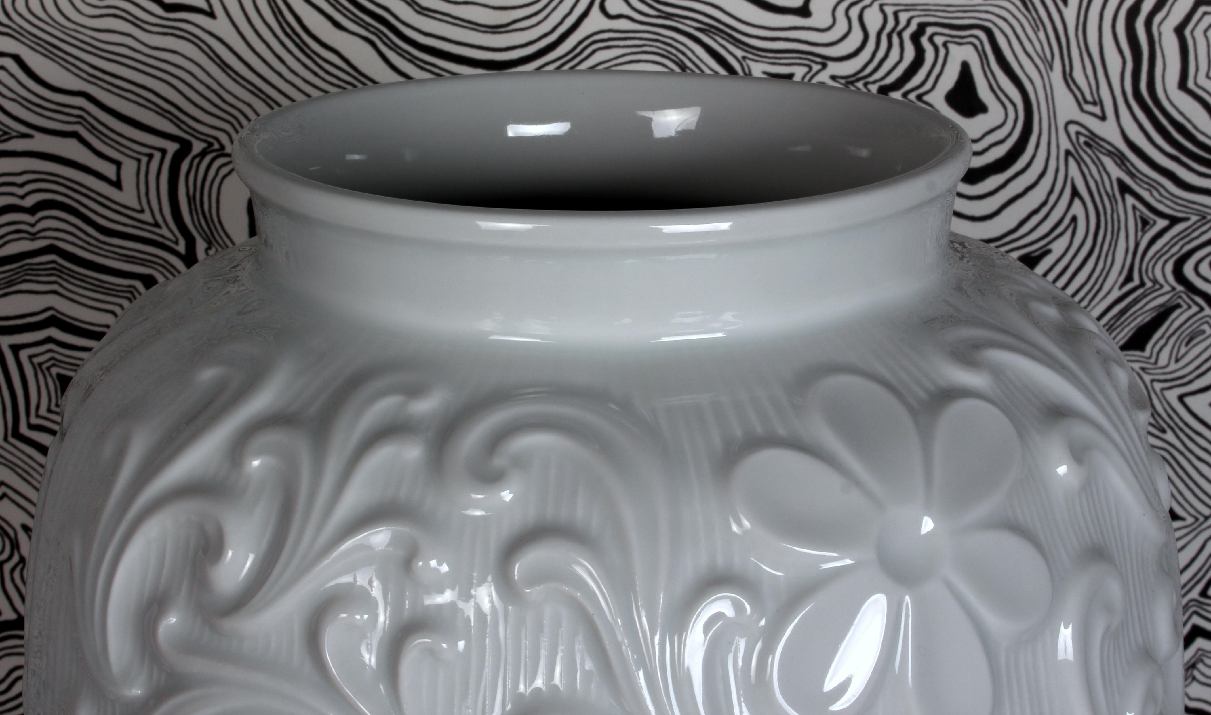 Mid-Century Modern Midcentury Porcelain Floral / Paisley Floor Vase Retsch & Co Wunsiedel Bavaria