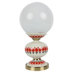 Lámpara de mesa de porcelana de mediados de siglo, años 60