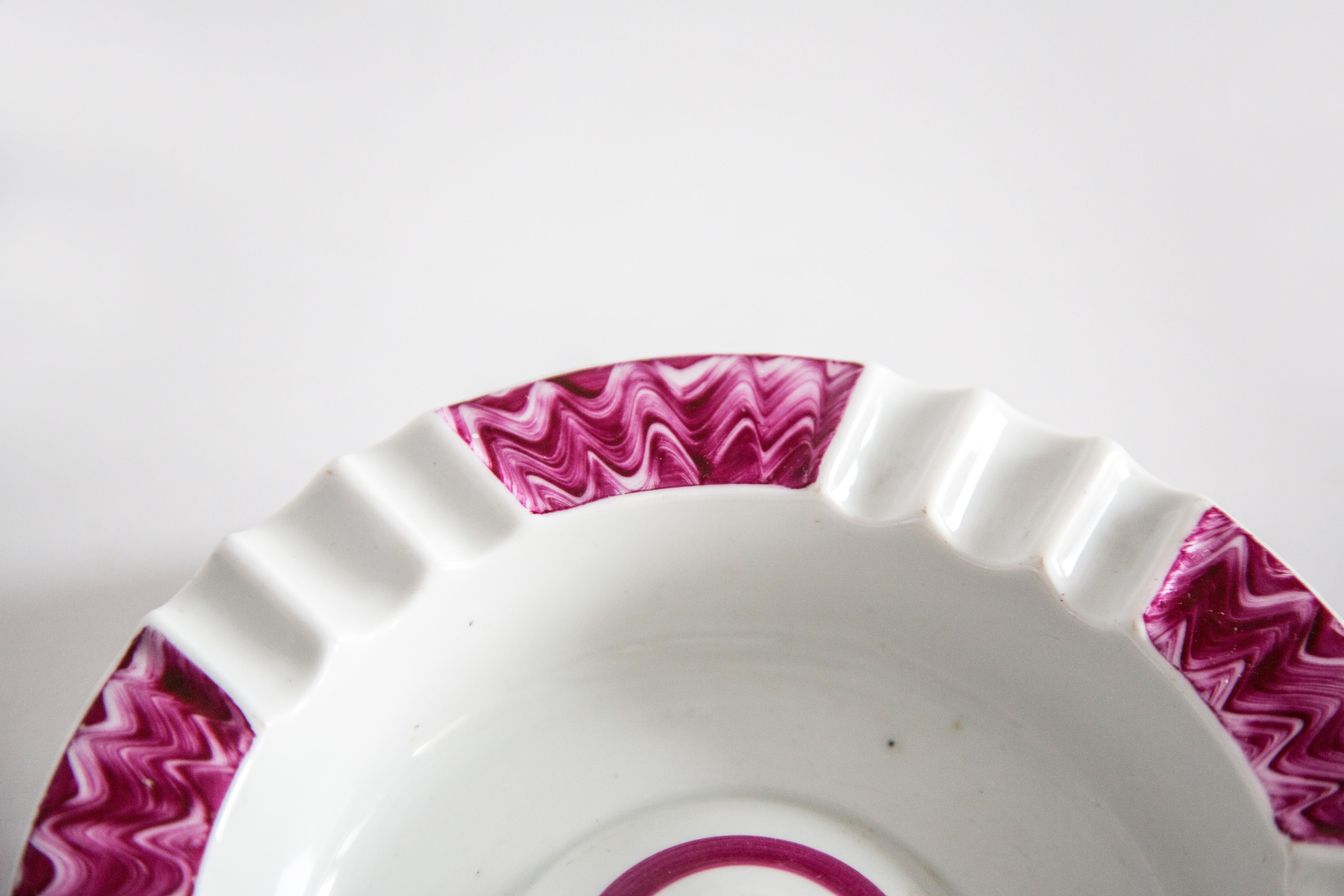 Mid Century Porcelain White and Pink Ashtray, Europe, 1960s 2