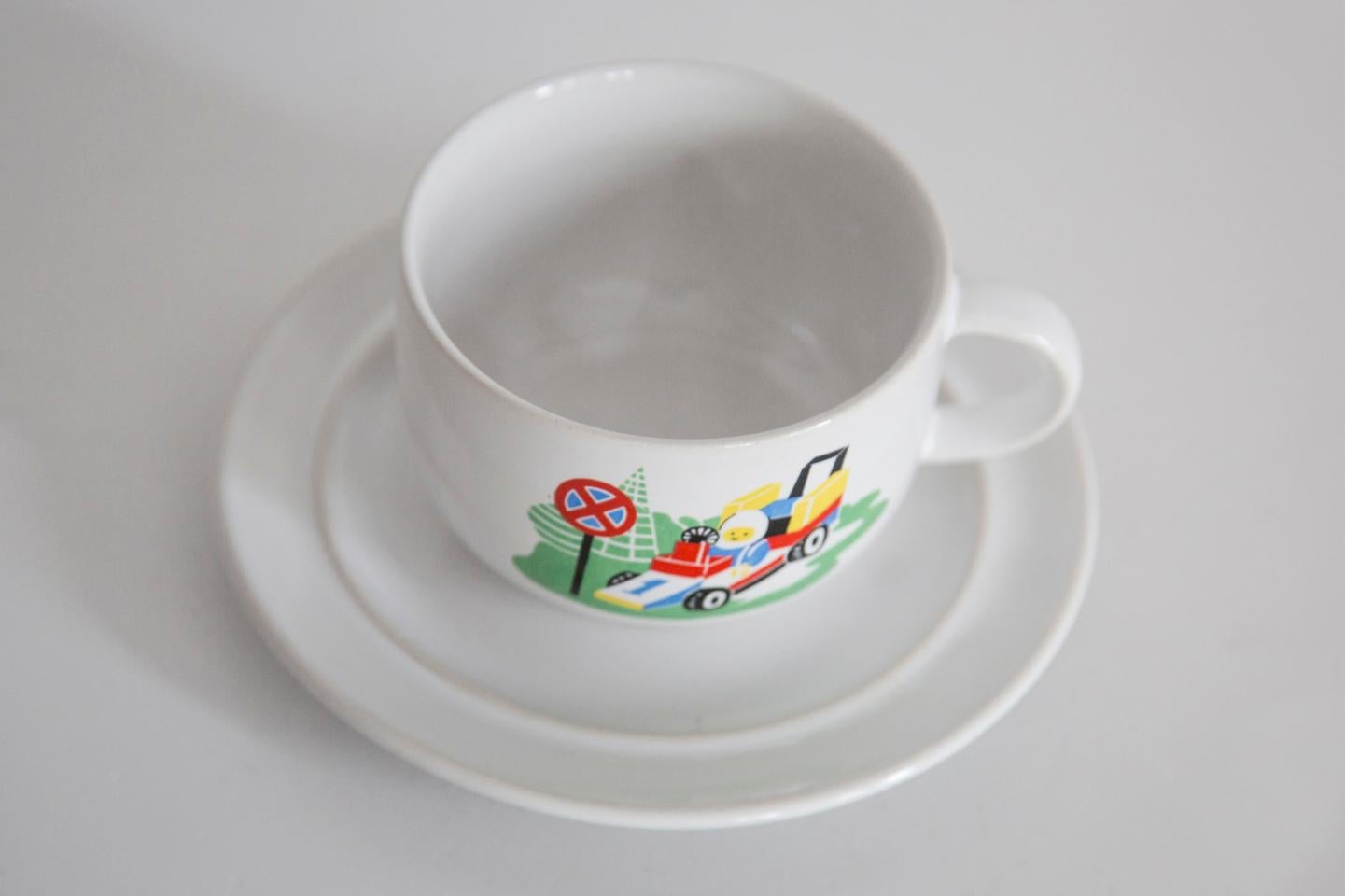 Servicio de tazas de café y té de porcelana blanca de mediados de siglo Lego Fórmula 1, Polonia, 1960 en Bueno estado para la venta en 05-080 Hornowek, PL