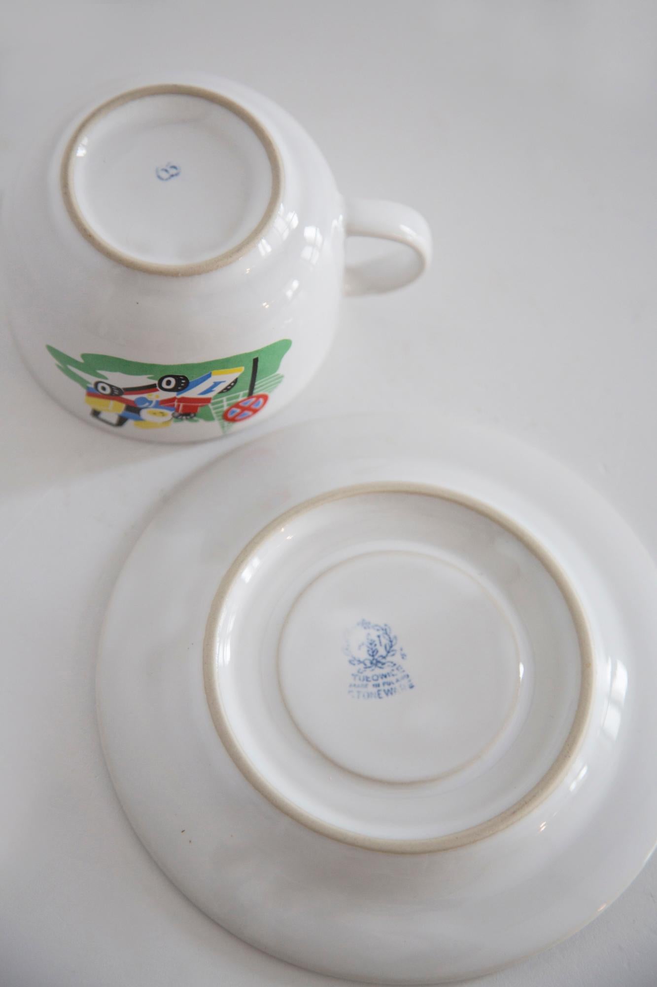 Servicio de tazas de café y té de porcelana blanca de mediados de siglo Lego Fórmula 1, Polonia, 1960 Esmalte en venta