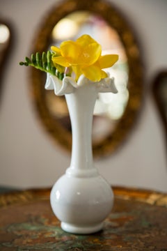 Midcentury Porcelain White Mini Vase with a Frill, Europe, 1960s