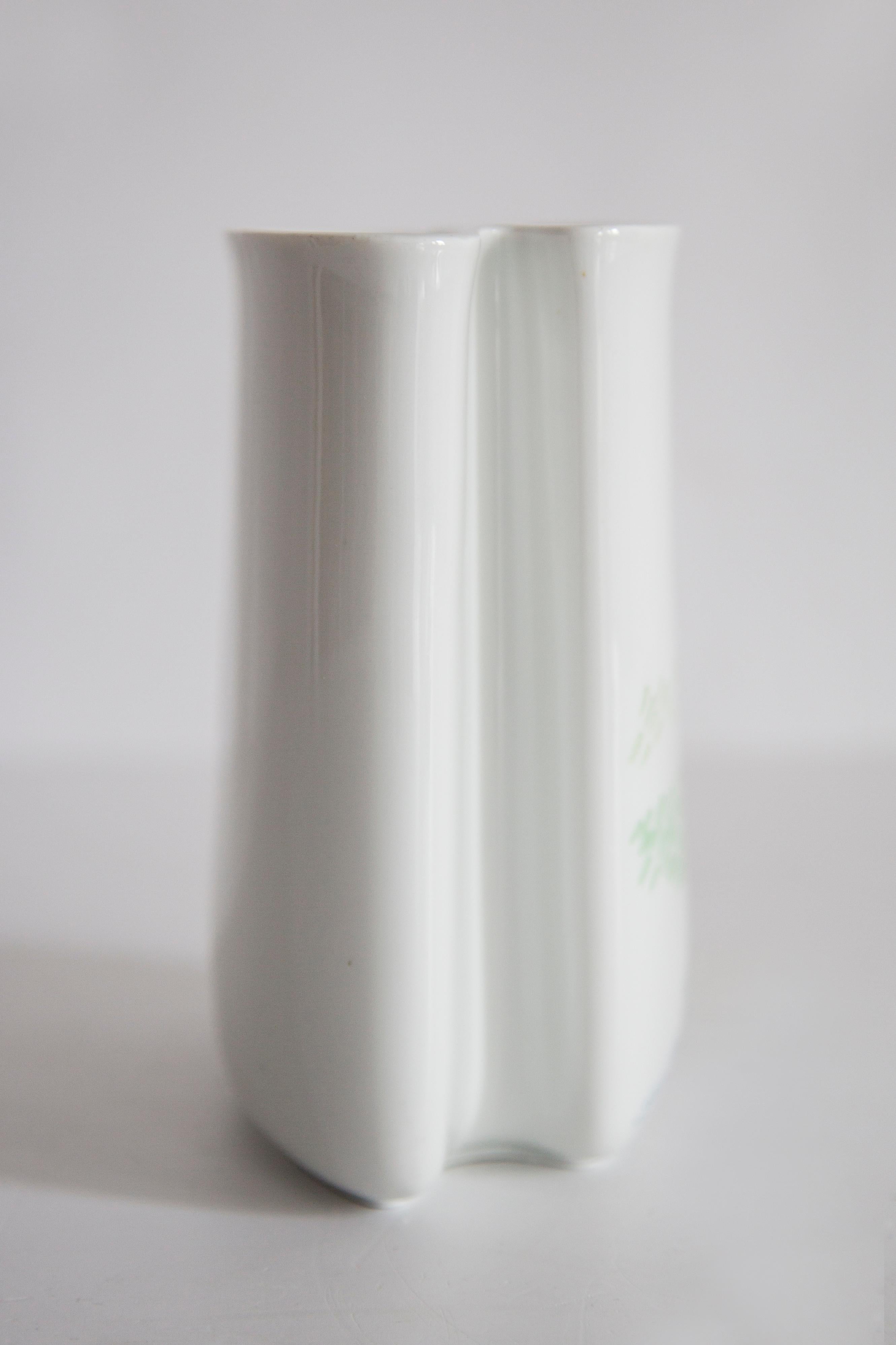 Mid Century Porcelain White Vase, Hand Painted, Thomas, Germany, 1960s For Sale 3