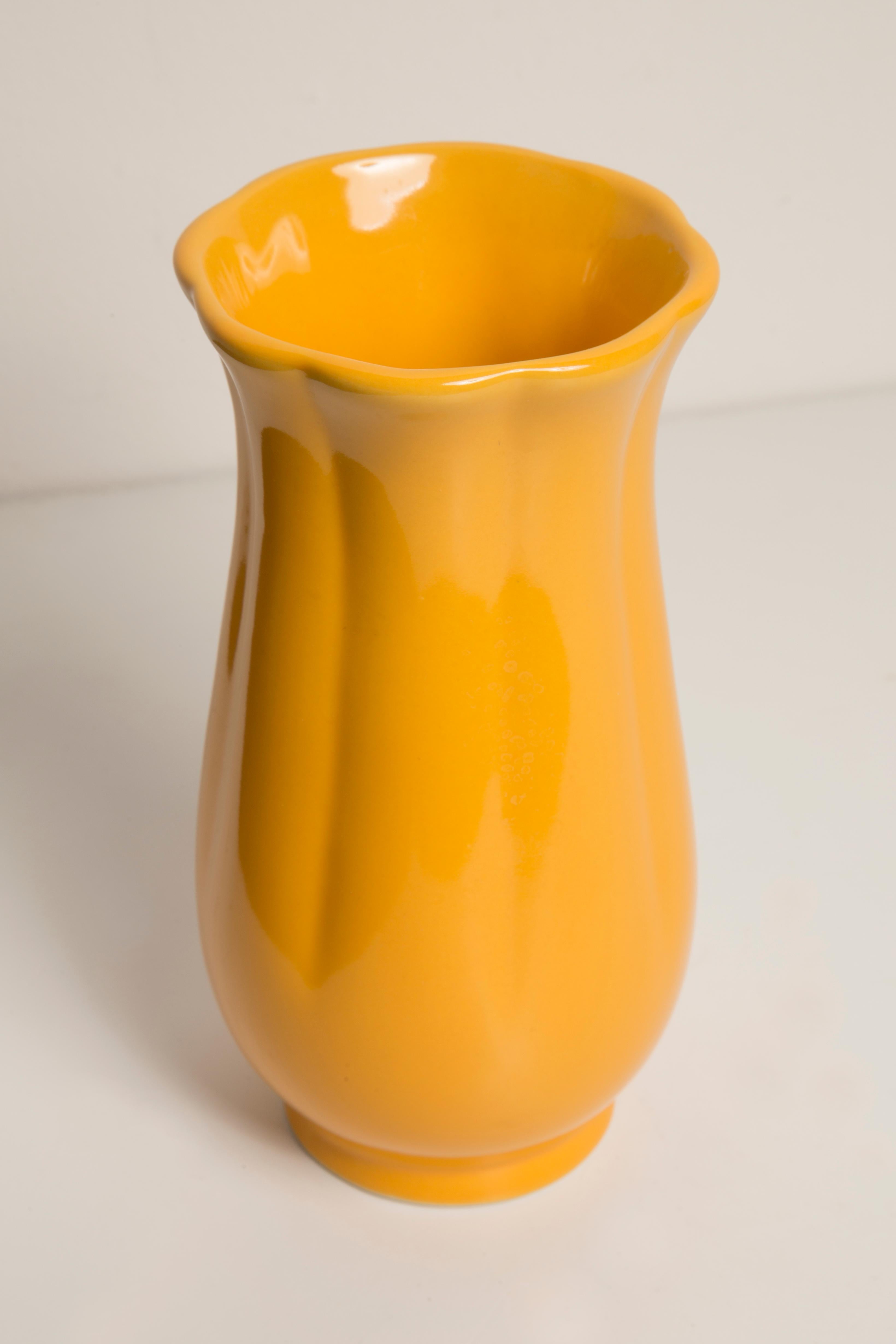 20th Century Midcentury Porcelain Yellow Mini Vase, Europe, 1960s For Sale