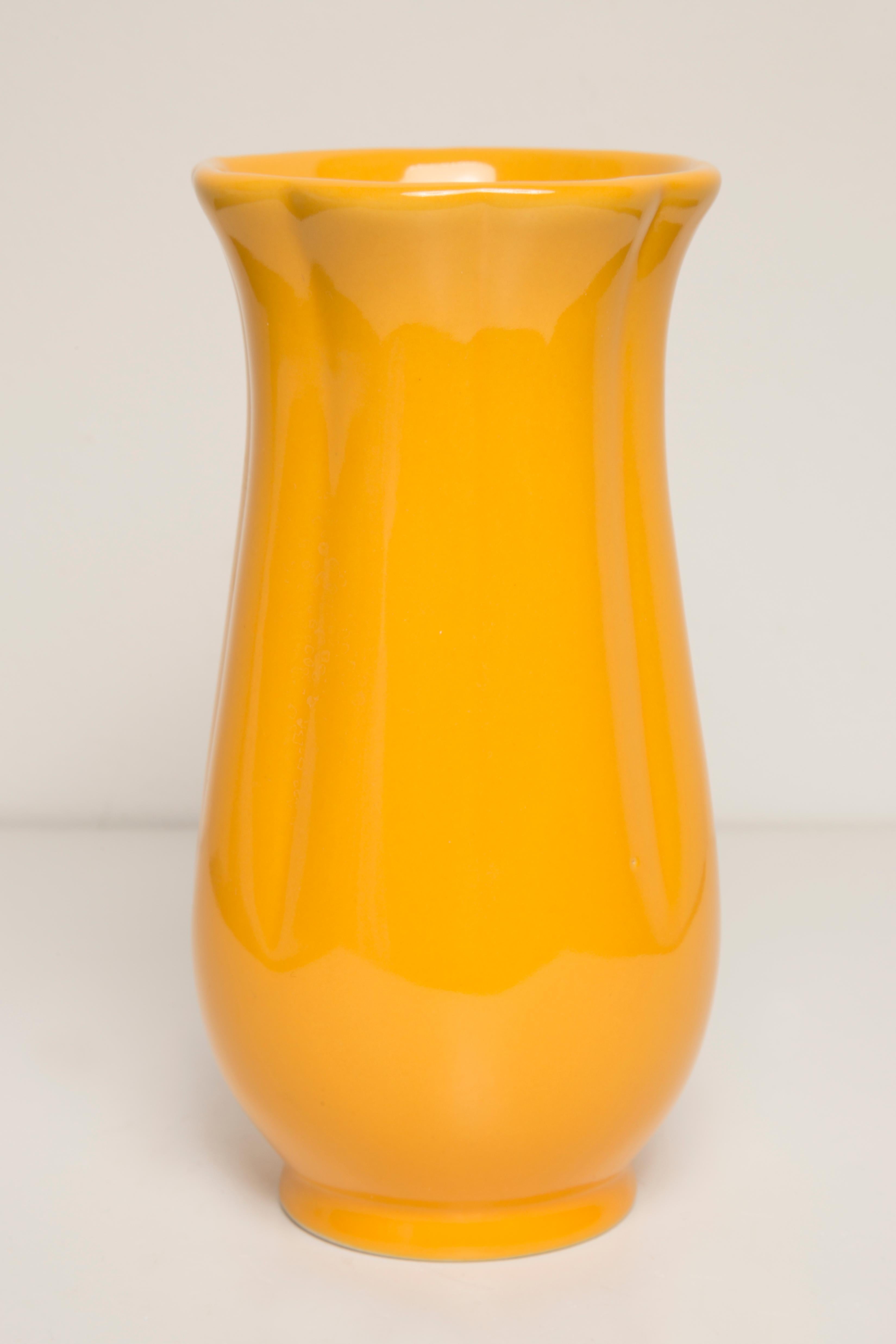 Ceramic Midcentury Porcelain Yellow Mini Vase, Europe, 1960s For Sale