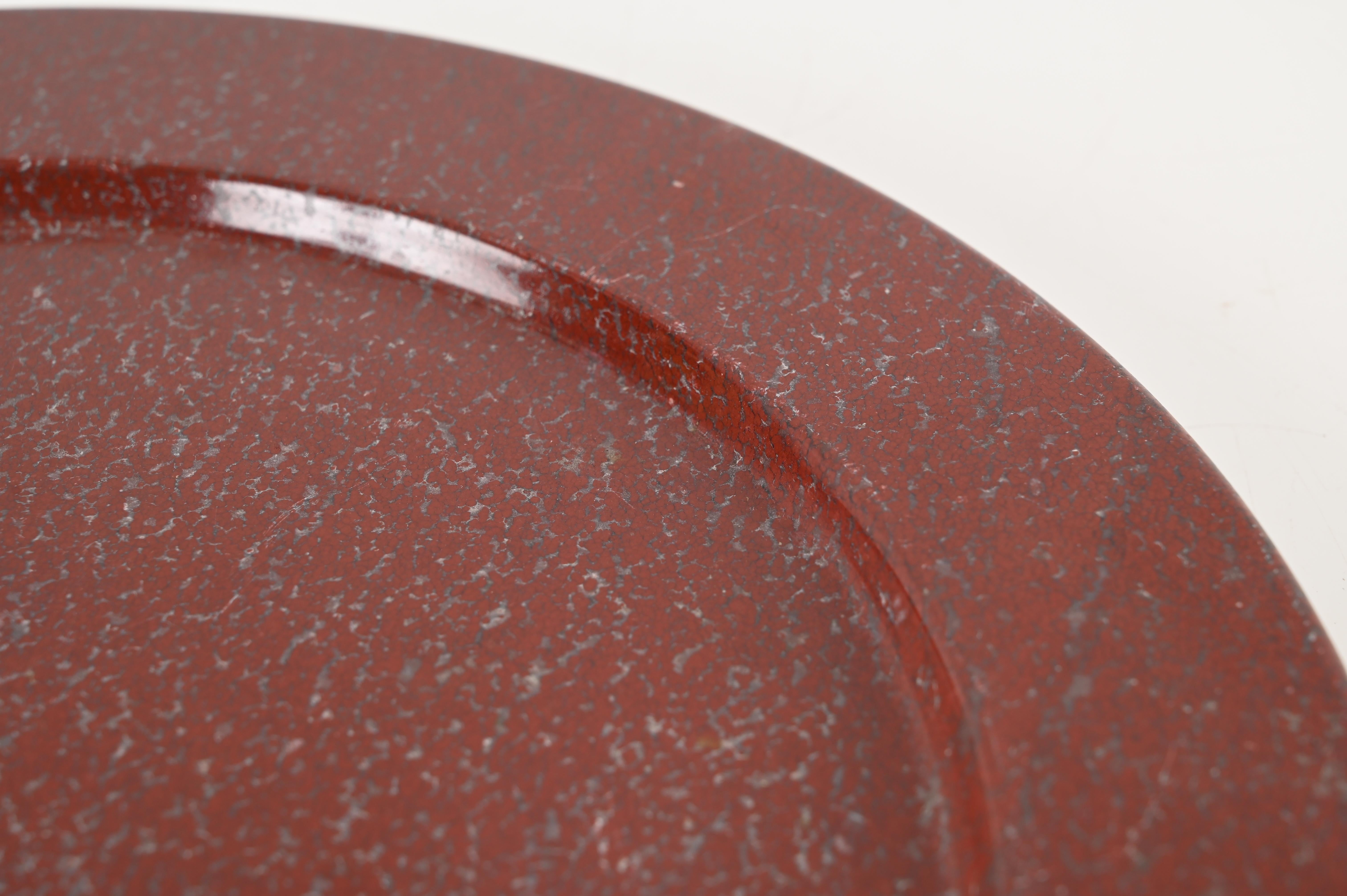Mid-Century Porphyry Red Marble Italian Round Decorative Plate, 1950s  For Sale 5