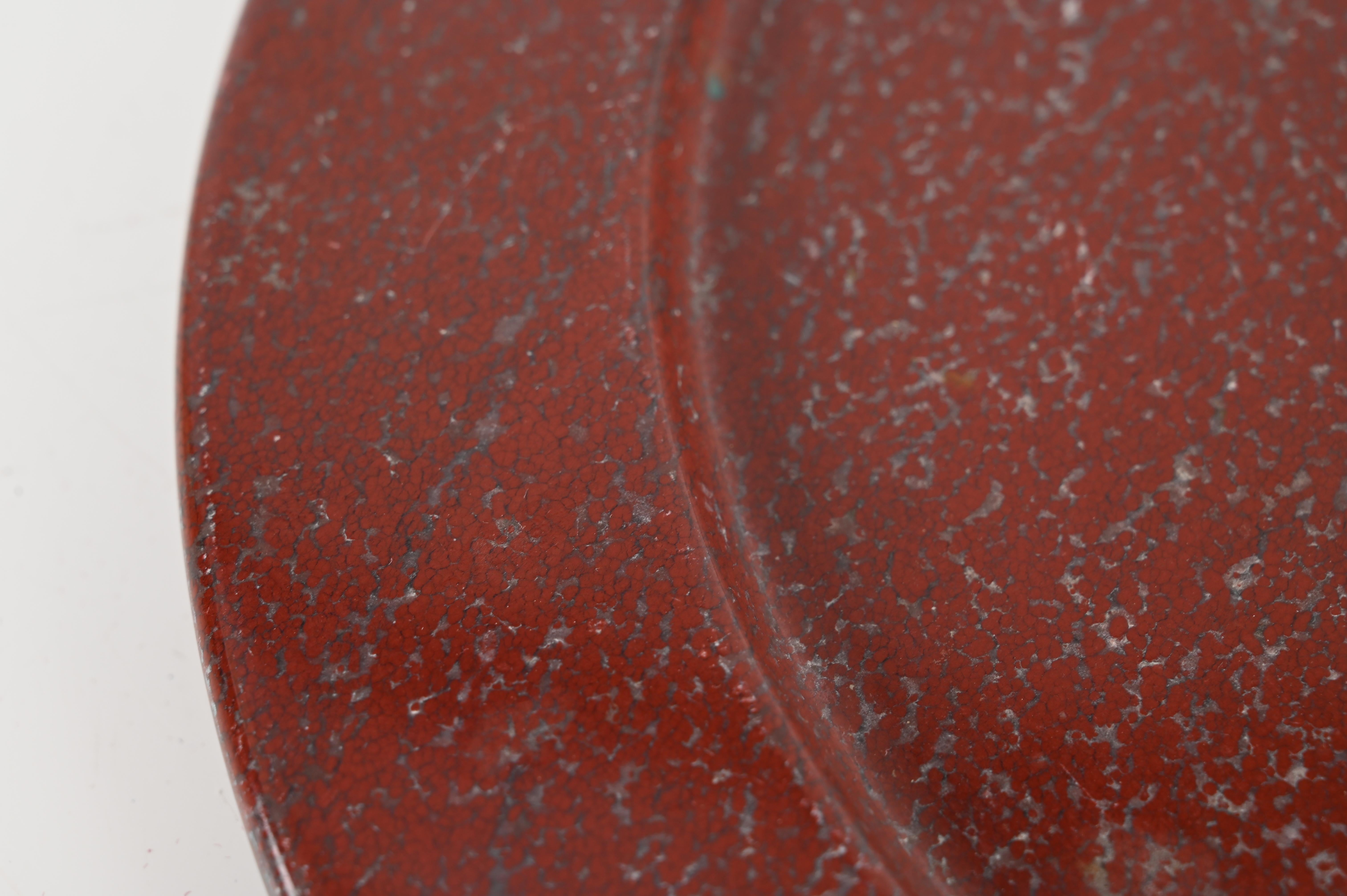 Hand-Crafted Mid-Century Porphyry Red Marble Italian Round Decorative Plate, 1950s  For Sale