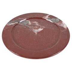 Vintage Mid-Century Porphyry Red Marble Italian Round Decorative Plate, 1950s 