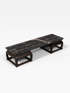 Mid-Century Portoro Black Marble Top Coffee Table by Baker