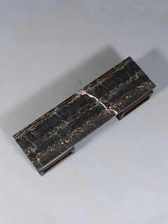 Mid-Century Portoro Black Marble Top Coffee Table by Baker