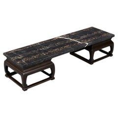 Mid-Century Portoro Black Marble Top Coffee Table by Baker