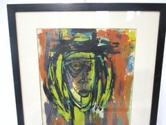Mid Century Portrait Mixed Media Woodblock Print by Rita Wasserman