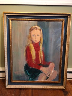 Large Mid Century Portrait of a Girl on Board