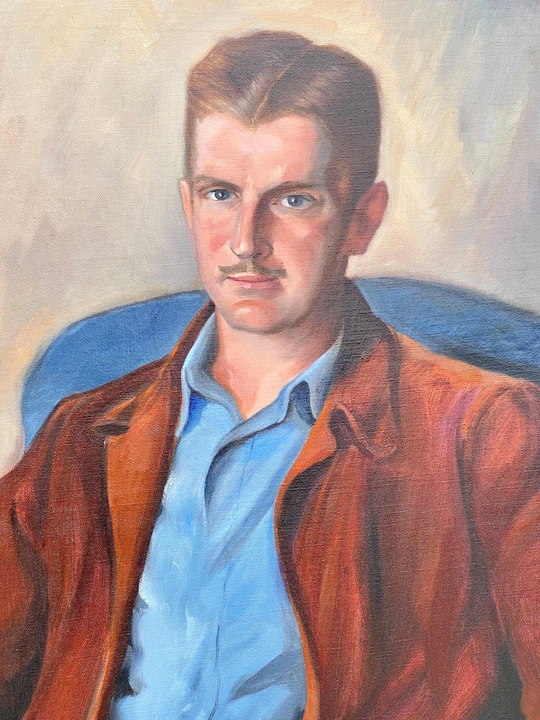 Portrait of a Handsome Man Oil Painting by Mid Century Artist For Sale ...