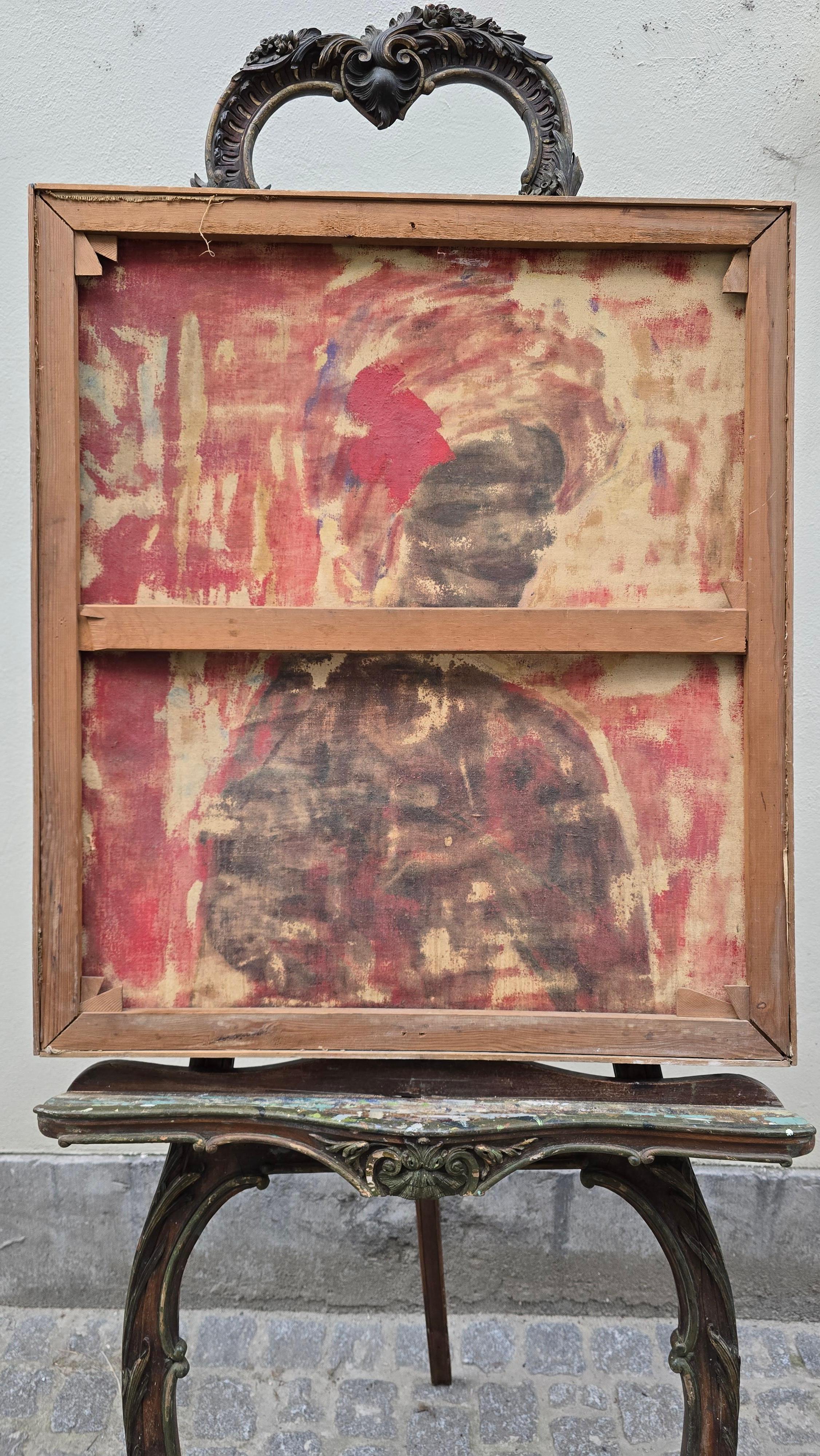 Portrait d'une dame à l'éventail, milieu du siècle, 1958 en vente 1