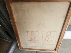 Mid Century Portrait of a Man in a Orange Shirt by F. Quillinan Modernist