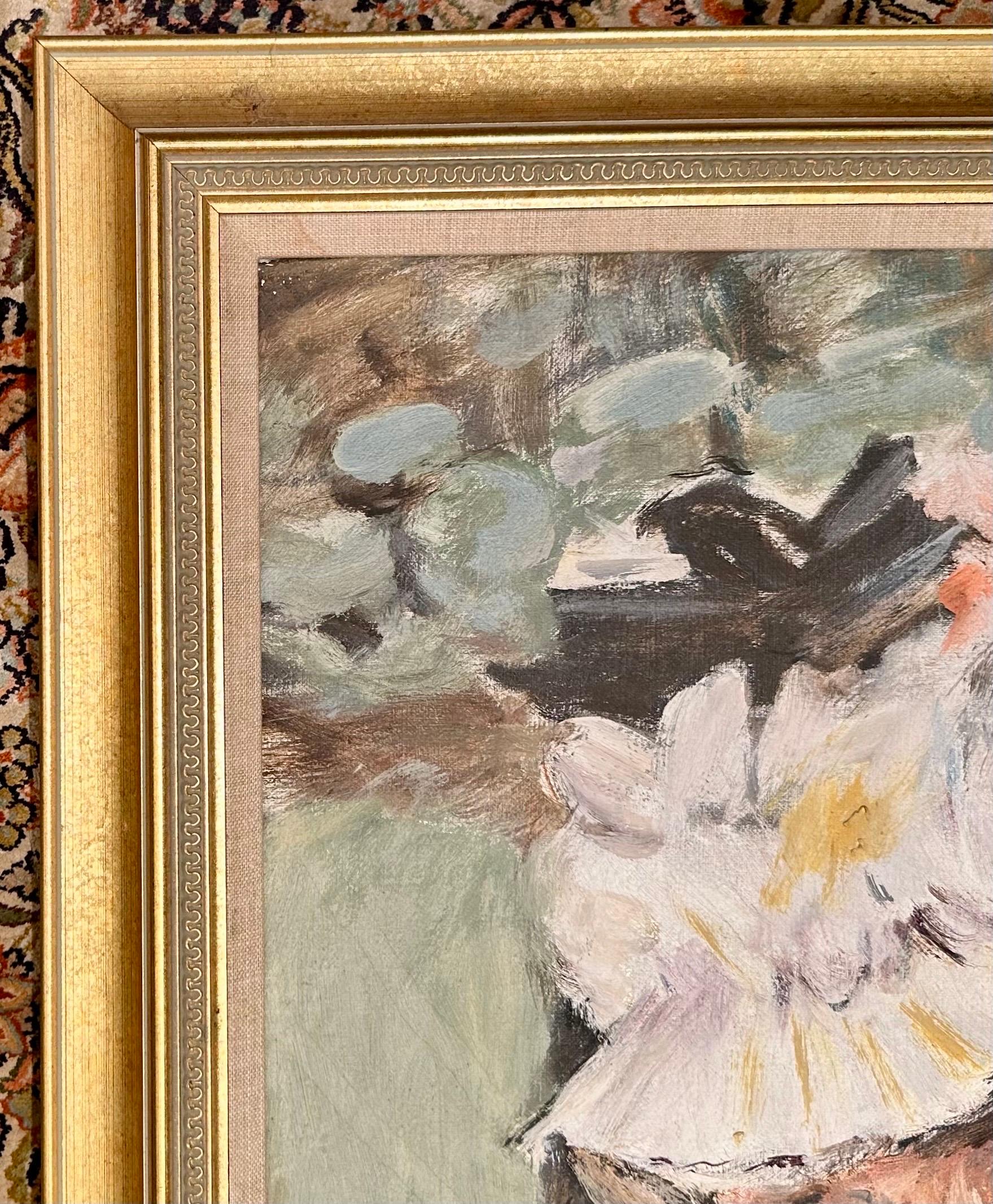 Mid-Century Portrait Gemälde Öl auf Leinwand nach Edouard Manet im Zustand „Gut“ im Angebot in Vero Beach, FL