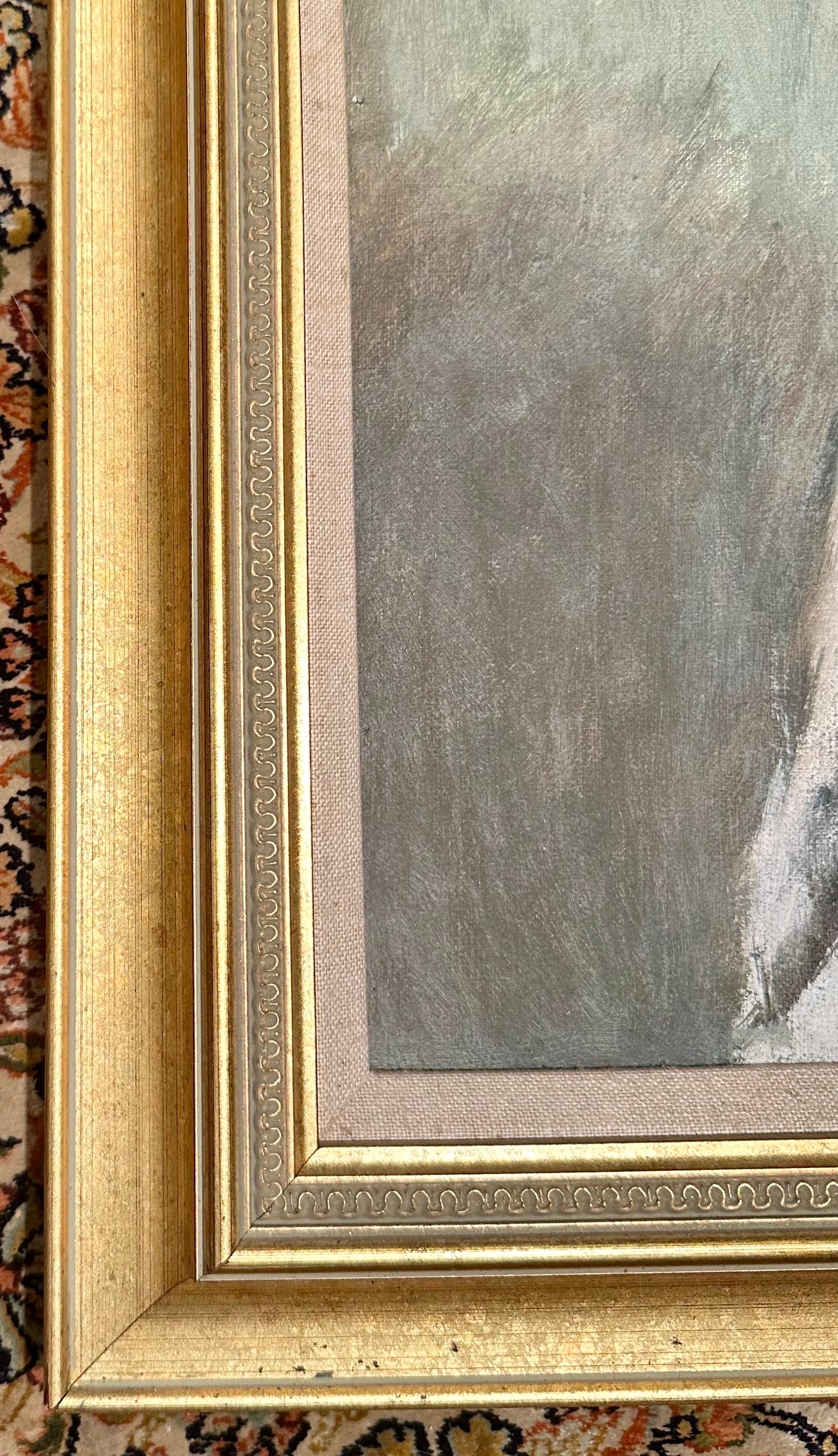 Mid-Century Portrait Gemälde Öl auf Leinwand nach Edouard Manet im Angebot 1