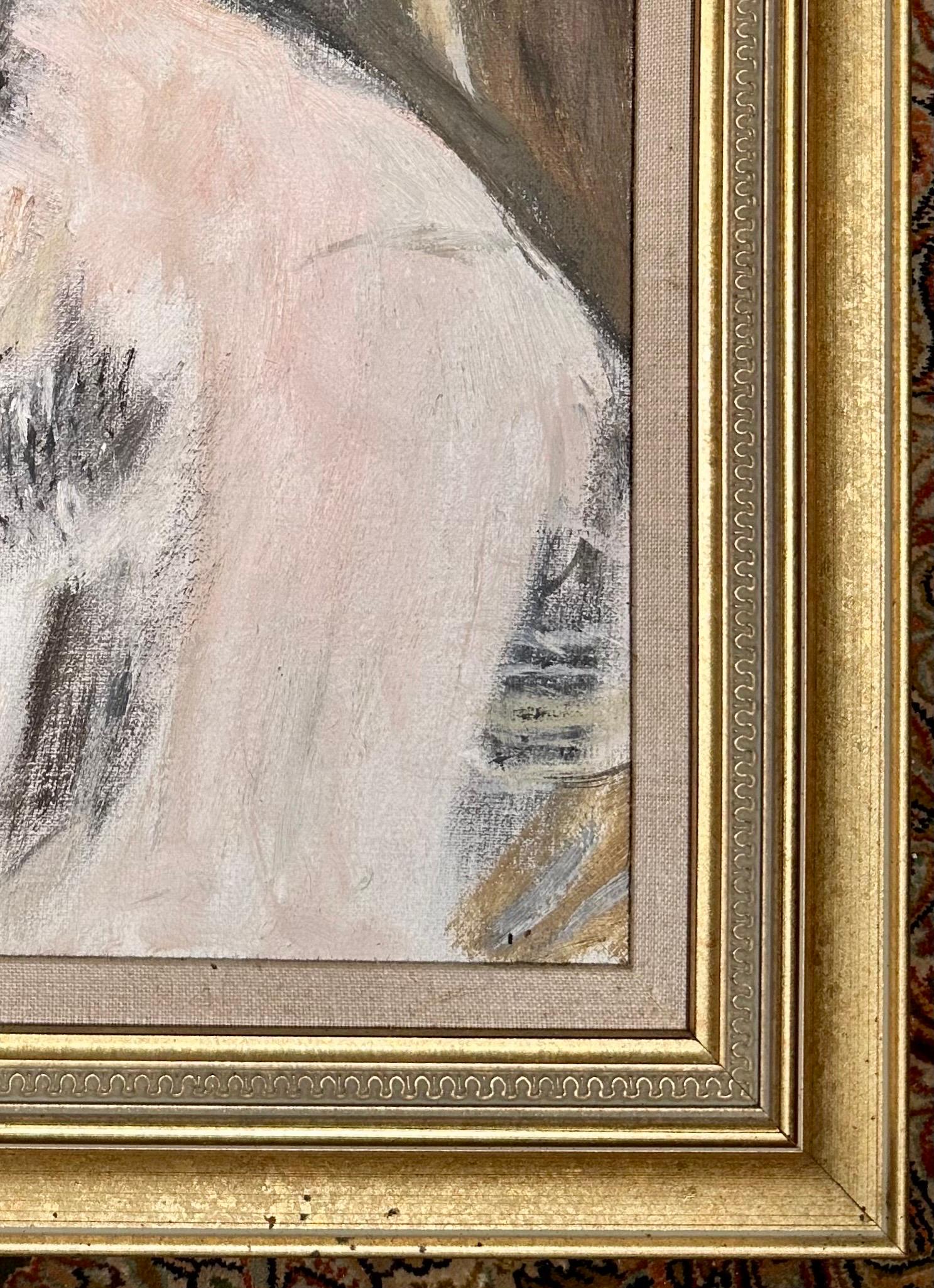 Mid-Century Portrait Gemälde Öl auf Leinwand nach Edouard Manet im Angebot 2